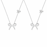  Dainty Pave Bow Ribbon Necklace in Sterling Silver - friendship necklace gift from Bestie Keepsake