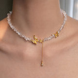  Butterfly Charm Crystal Bead Necklace - friendship necklace gift from Bestie Keepsake