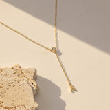  Initial Crystal Lariat Necklace in Gold Finish - friendship necklace gift from Bestie Keepsake