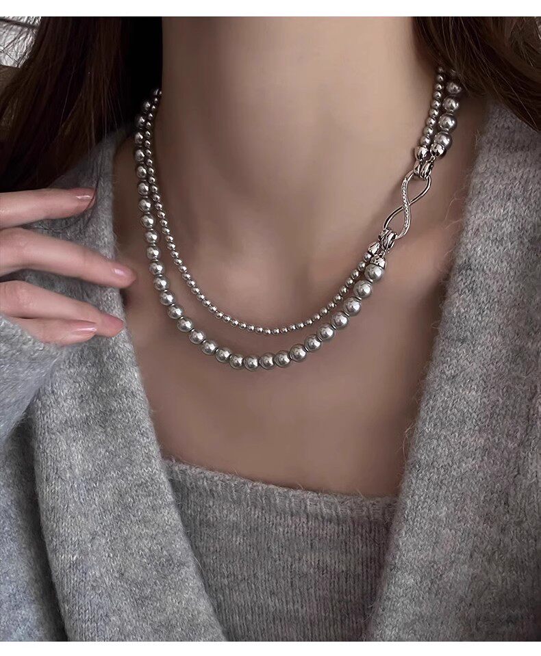  Infinity Clasp Mixed Pearl and Bead Necklace - friendship necklace gift from Bestie Keepsake