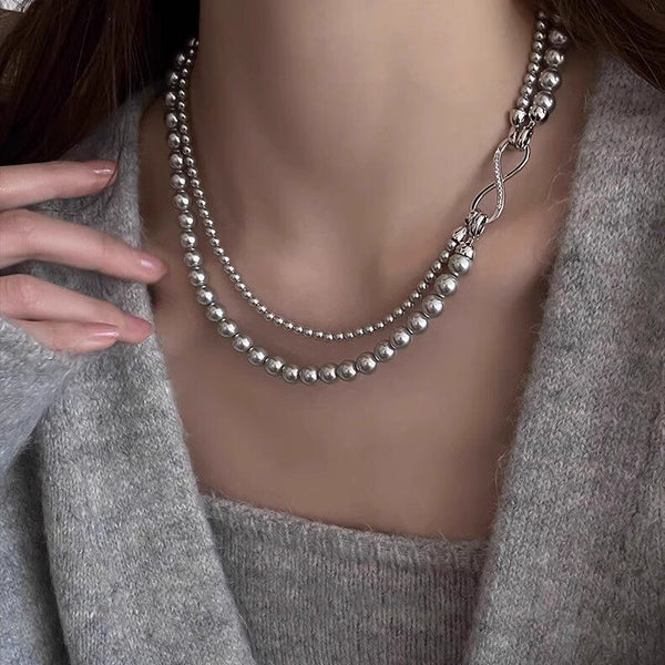  Infinity Clasp Mixed Pearl and Bead Necklace - friendship necklace gift from Bestie Keepsake