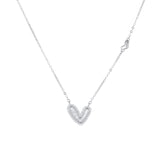  Asymmetric Baguette Heart Pendant Necklace in Sterling Silver - friendship necklace gift from Bestie Keepsake