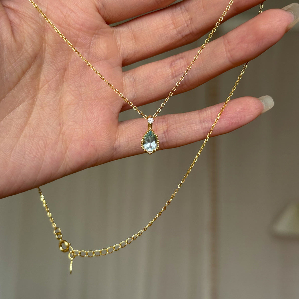  Teardrop Sky Blue Topaz Necklace S925 Sterling Silver - friendship necklace gift from Bestie Keepsake