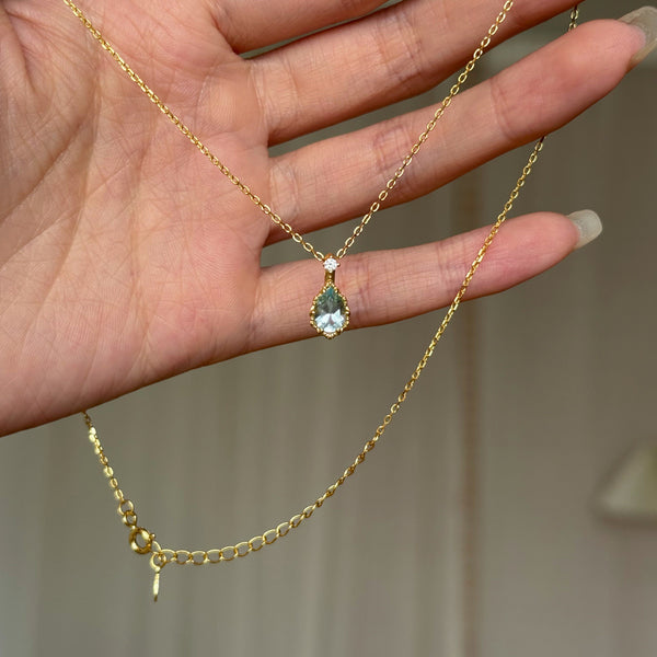  Teardrop Sky Blue Topaz Necklace S925 Sterling Silver - friendship necklace gift from Bestie Keepsake
