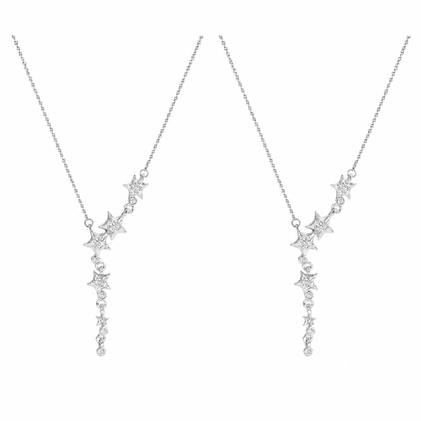  Asymmetrical Star Charm Y-Necklace with Cubic Zirconia - friendship necklace gift from Bestie Keepsake
