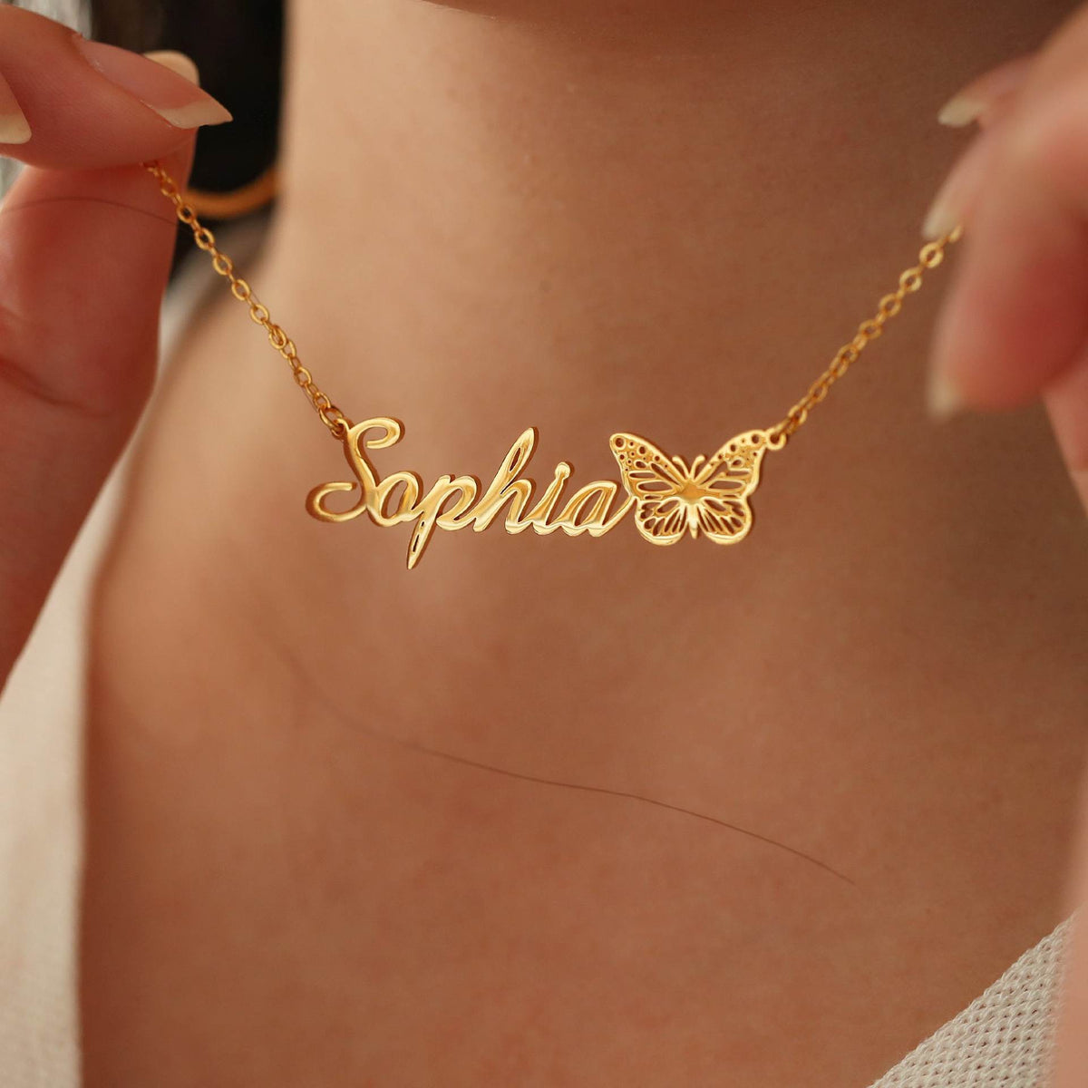  Custom Butterfly Name Necklace in Stainless Steel - friendship necklace gift from Bestie Keepsake