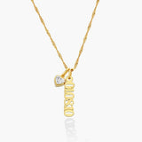  Custom Birthstone  Personalize Name Tag Necklace in 925 Sterling Silver - friendship necklace gift from Bestie Keepsake