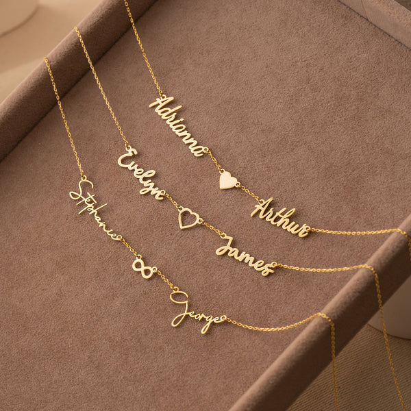  Personalized Two Name Cutout Necklace with Symbol Charm - friendship necklace gift from Bestie Keepsake