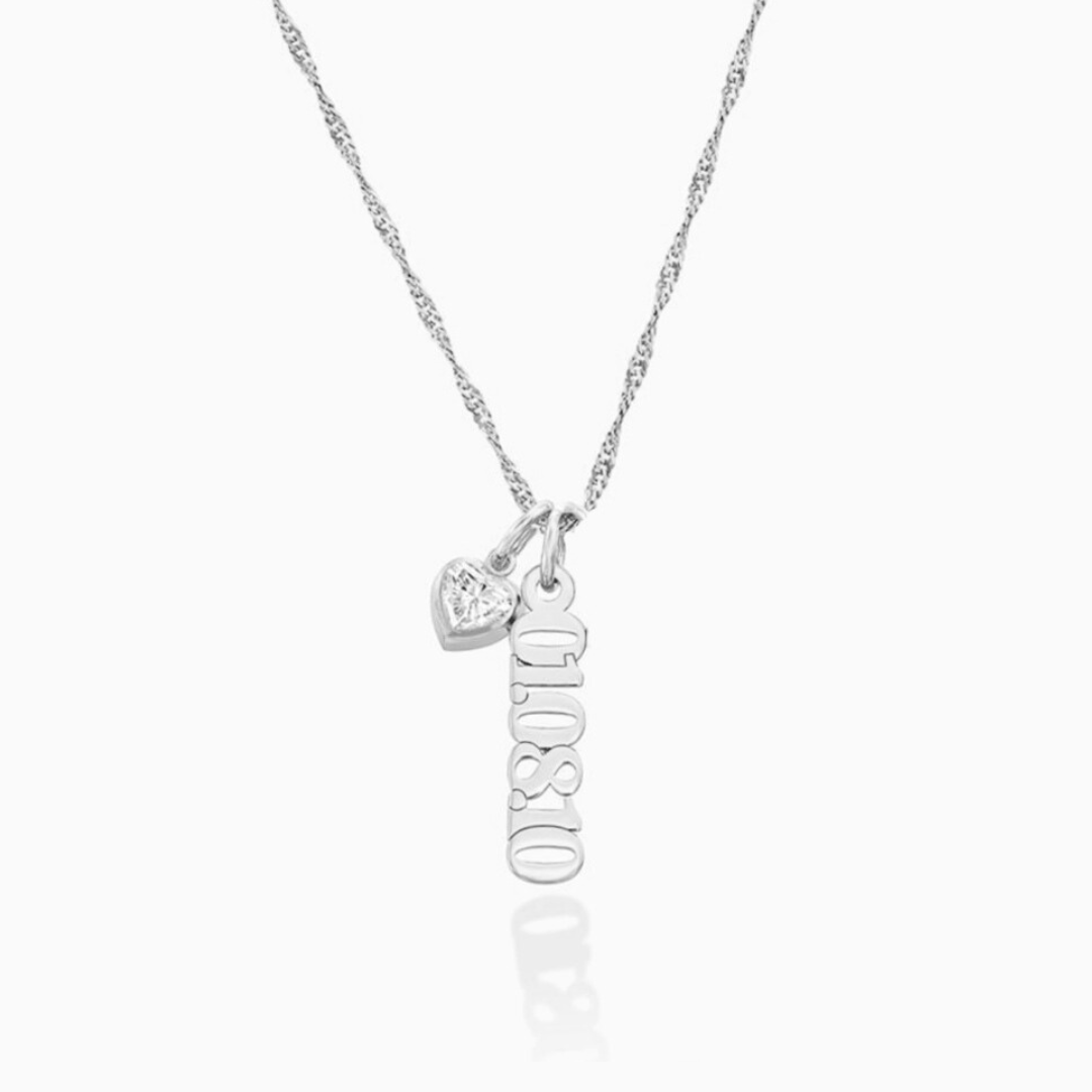  Custom Birthstone  Personalize Name Tag Necklace in 925 Sterling Silver - friendship necklace gift from Bestie Keepsake