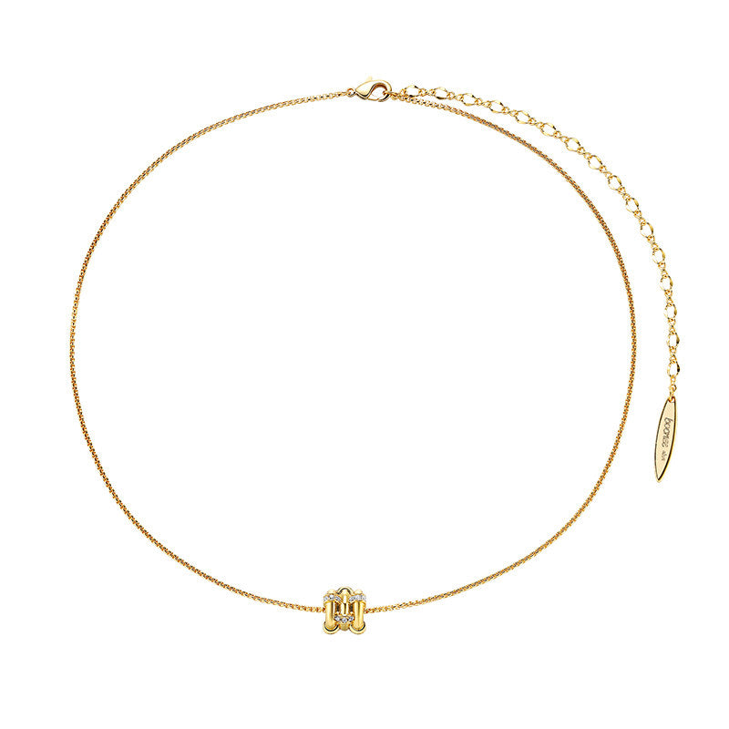  Ridged Barrel Pendant Necklace with Cubic Zirconia - friendship necklace gift from Bestie Keepsake