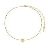  Ridged Barrel Pendant Necklace with Cubic Zirconia - friendship necklace gift from Bestie Keepsake