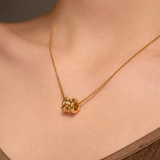  Ridged Barrel Pendant Necklace with Cubic Zirconia - friendship necklace gift from Bestie Keepsake