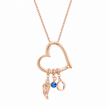  Open Heart Initial and Birthstone Necklace Stainless Steel - friendship necklace gift from Bestie Keepsake