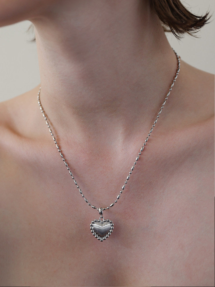  Ornate Textured Heart Pendant Necklace in 18K Gold Plated Brass - friendship necklace gift from Bestie Keepsake