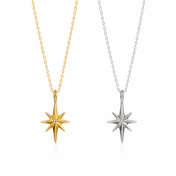  North Star Pendant Necklace 925 Sterling Silver - friendship necklace gift from Bestie Keepsake
