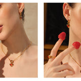  Heart Gravity Toggle Necklace with Natural Stone - friendship necklace gift from Bestie Keepsake