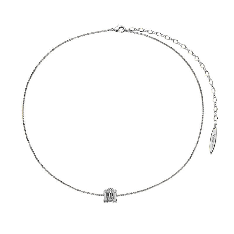  Ridged Barrel Pendant Necklace with Cubic Zirconia - friendship necklace gift from Bestie Keepsake