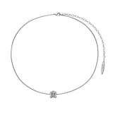  Ridged Barrel Pendant Necklace with Cubic Zirconia - friendship necklace gift from Bestie Keepsake