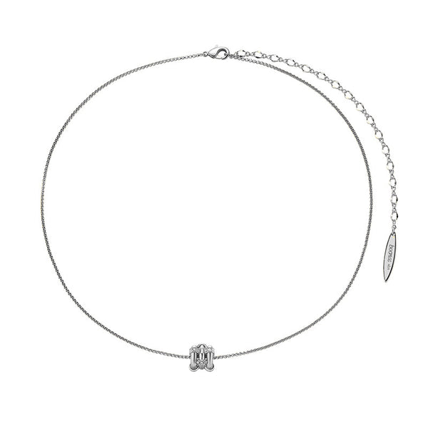  Ridged Barrel Pendant Necklace with Cubic Zirconia - friendship necklace gift from Bestie Keepsake