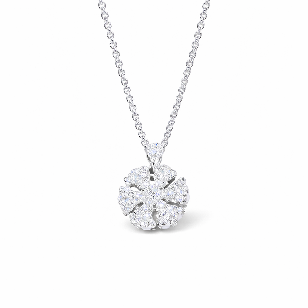  Spinning Snowflake Crystal Pendant Necklace - friendship necklace gift from Bestie Keepsake
