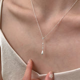  Dainty Water Drop Zirconia Necklace in Sterling Silver - friendship necklace gift from Bestie Keepsake
