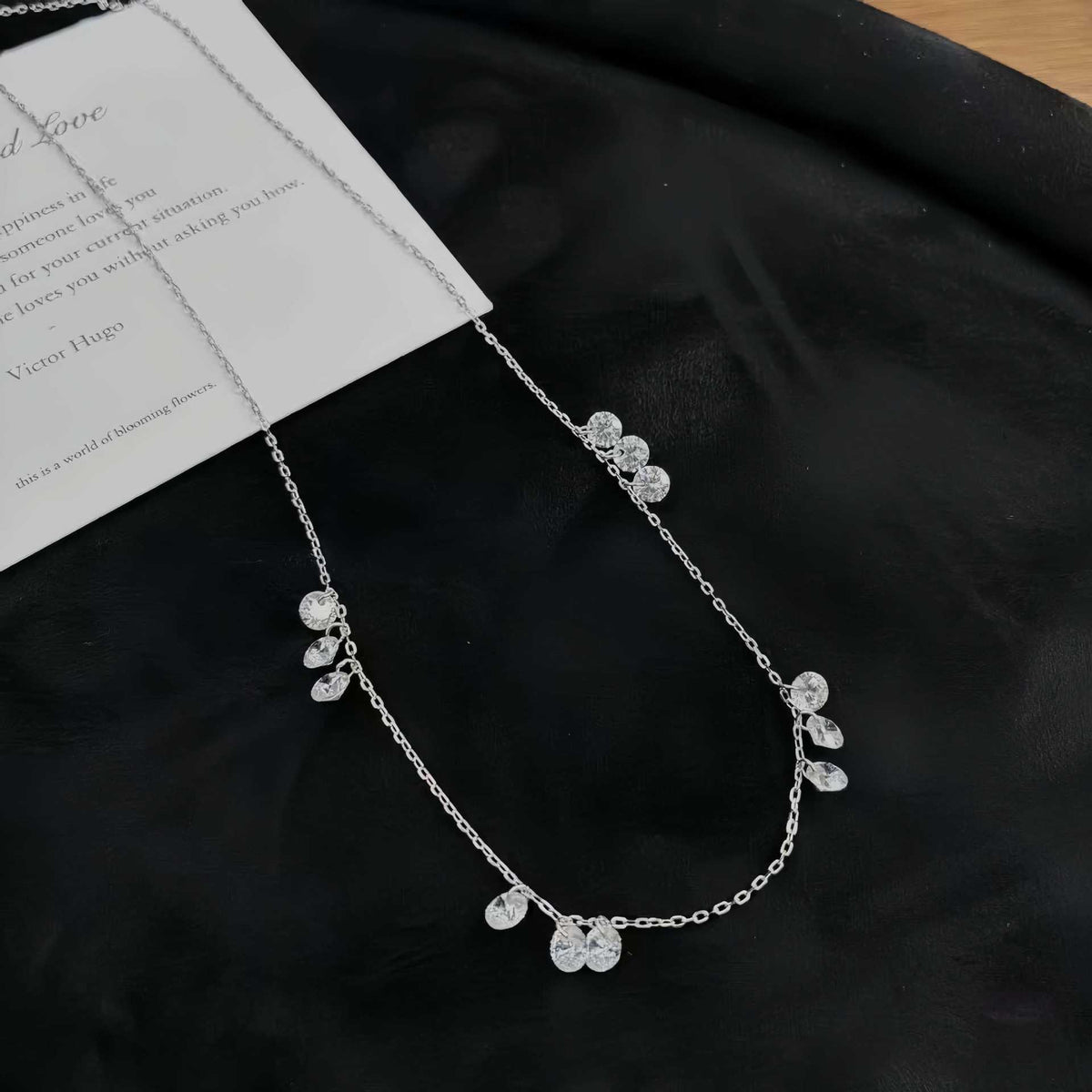  Dainty Crystal Drop Necklace Set - friendship necklace gift from Bestie Keepsake
