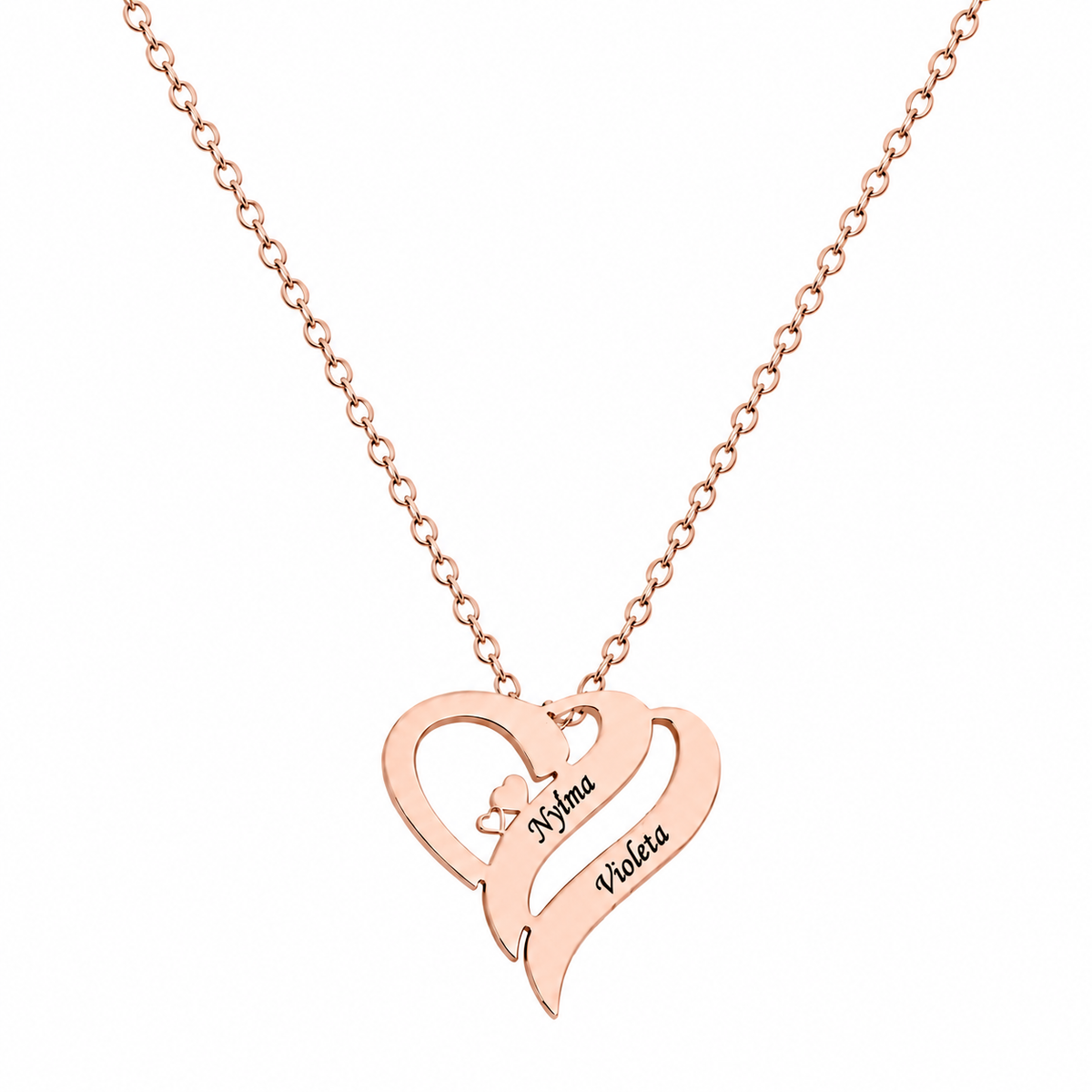  Interlocking Double Heart Engraved Necklace Stainless Steel - friendship necklace gift from Bestie Keepsake