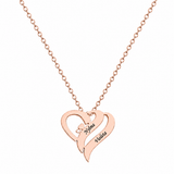  Interlocking Double Heart Engraved Necklace Stainless Steel - friendship necklace gift from Bestie Keepsake