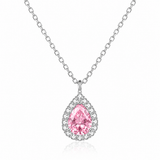  Teardrop Halo Pendant Necklace in Sterling Silver - friendship necklace gift from Bestie Keepsake