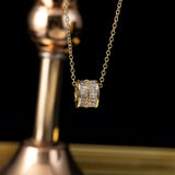  Ornate Pave Zircon Cylinder Pendant Necklace - friendship necklace gift from Bestie Keepsake