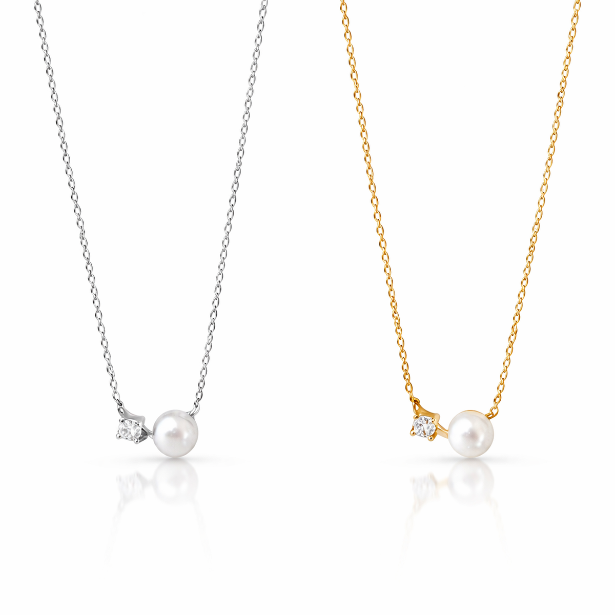  Dainty Pearl & Zirconia 925 Sterling Silver Necklace - friendship necklace gift from Bestie Keepsake