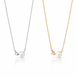  Dainty Pearl & Zirconia 925 Sterling Silver Necklace - friendship necklace gift from Bestie Keepsake