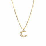  Sparkling Pave Crescent Moon Necklace in Sterling Silver - friendship necklace gift from Bestie Keepsake