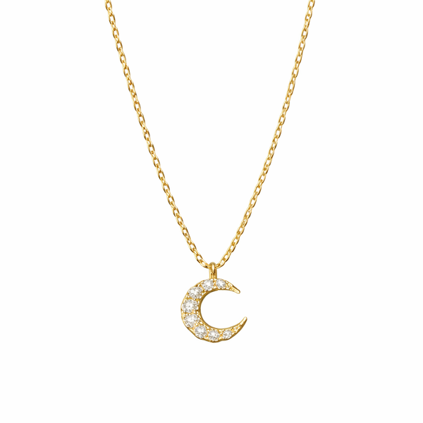  Sparkling Pave Crescent Moon Necklace in Sterling Silver - friendship necklace gift from Bestie Keepsake