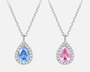  Teardrop Halo Pendant Necklace in Sterling Silver - friendship necklace gift from Bestie Keepsake