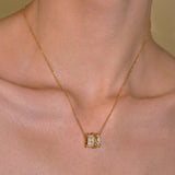  Ornate Cylinder Zirconia Pendant Necklace - friendship necklace gift from Bestie Keepsake