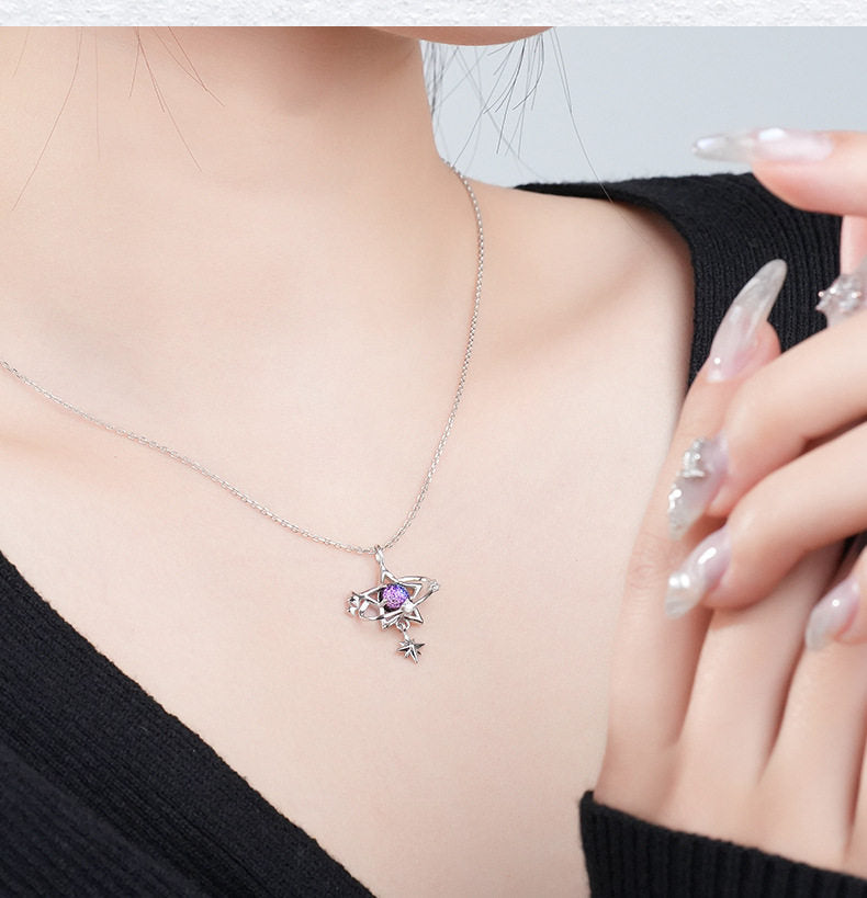  Celestial Star Orbit Pendant Necklace S925 Sterling Silver - friendship necklace gift from Bestie Keepsake