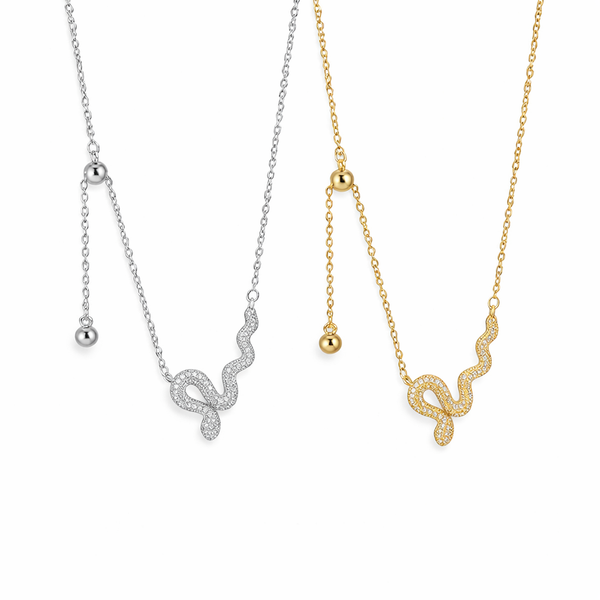  Ornate Pave Snake Necklace - friendship necklace gift from Bestie Keepsake