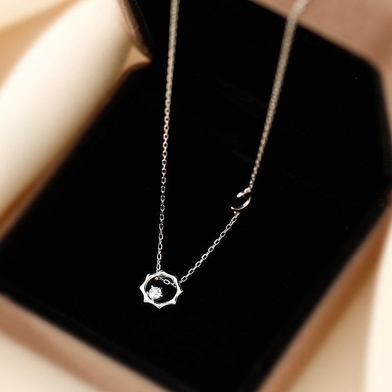  Celestial Sun and Moon Octagon Necklace Sterling Silver - friendship necklace gift from Bestie Keepsake