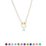  Birthstone Charm Toggle Necklace with 18K Gold Finish - friendship necklace gift from Bestie Keepsake