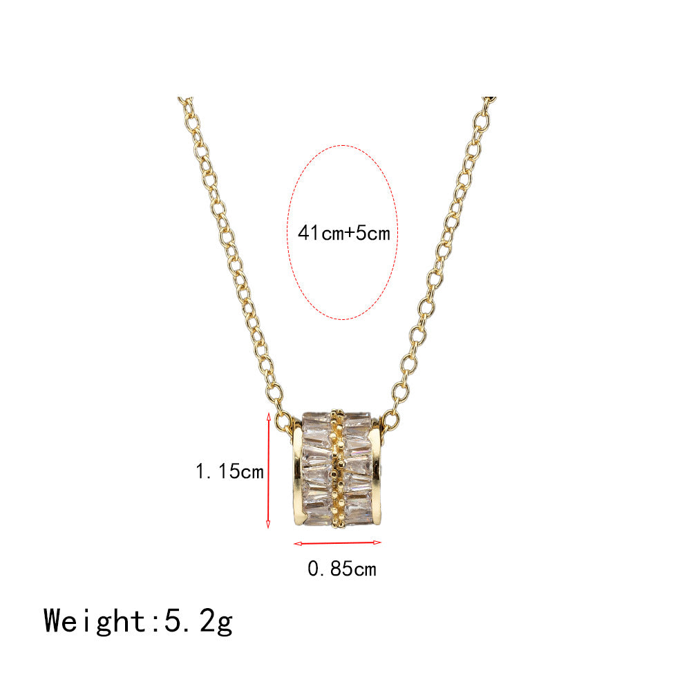  Ornate Pave Zircon Cylinder Pendant Necklace - friendship necklace gift from Bestie Keepsake