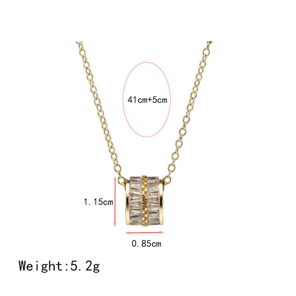  Ornate Pave Zircon Cylinder Pendant Necklace - friendship necklace gift from Bestie Keepsake