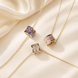  Ornate Pave Zircon Cylinder Pendant Necklace - friendship necklace gift from Bestie Keepsake