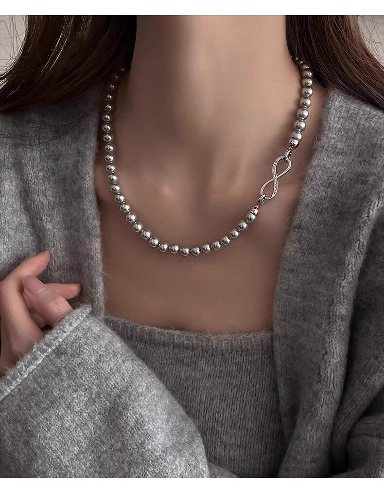  Infinity Clasp Mixed Pearl and Bead Necklace - friendship necklace gift from Bestie Keepsake