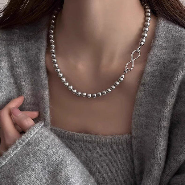  Infinity Clasp Mixed Pearl and Bead Necklace - friendship necklace gift from Bestie Keepsake