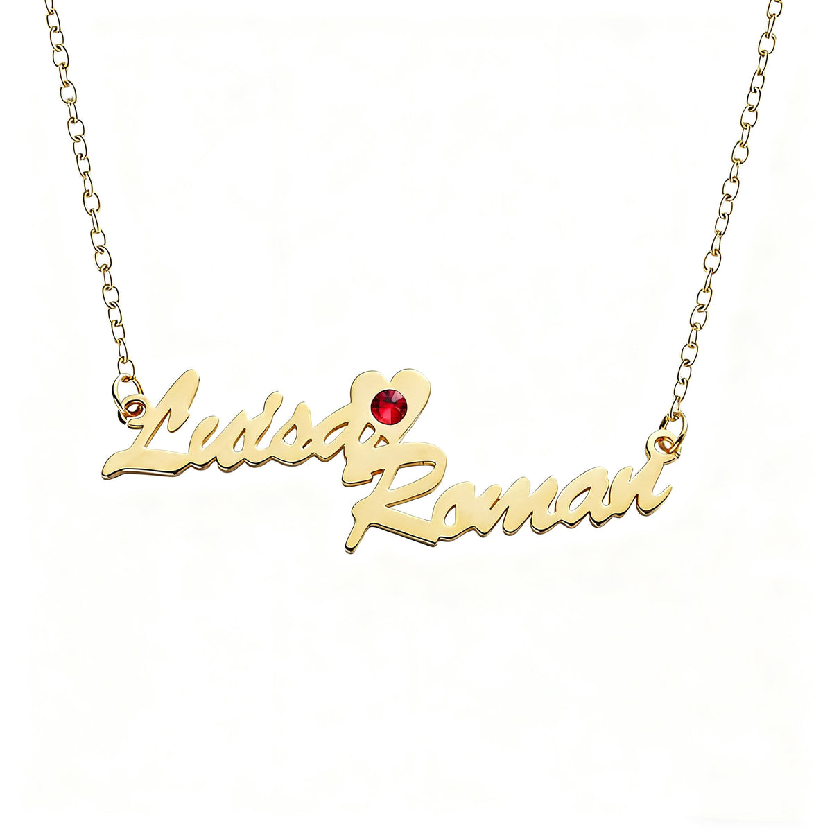  Custom Double Name Heart Birthstone Necklace in Stainless Steel - friendship necklace gift from Bestie Keepsake