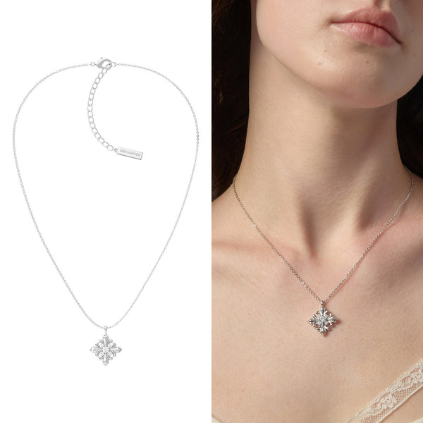  Ornate Fleur-de-lis Pendant Necklace with Cubic Zirconia - friendship necklace gift from Bestie Keepsake