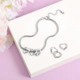  Heart Charm Snake Chain Bracelet in Stainless Steel - friendship necklace gift from Bestie Keepsake