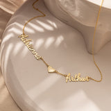  Personalized Two Name Cutout Necklace with Symbol Charm - friendship necklace gift from Bestie Keepsake