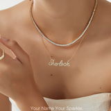  Custom Pavé Name Necklace in 925 Sterling Silver - friendship necklace gift from Bestie Keepsake